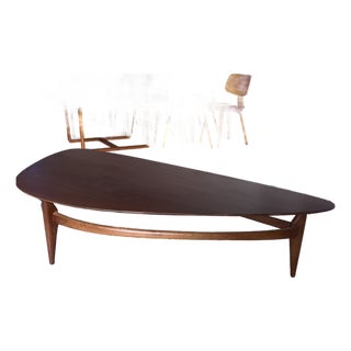Mid Century Modern Walnut Boomerang Coffee Table by Brown Saltman For Sale