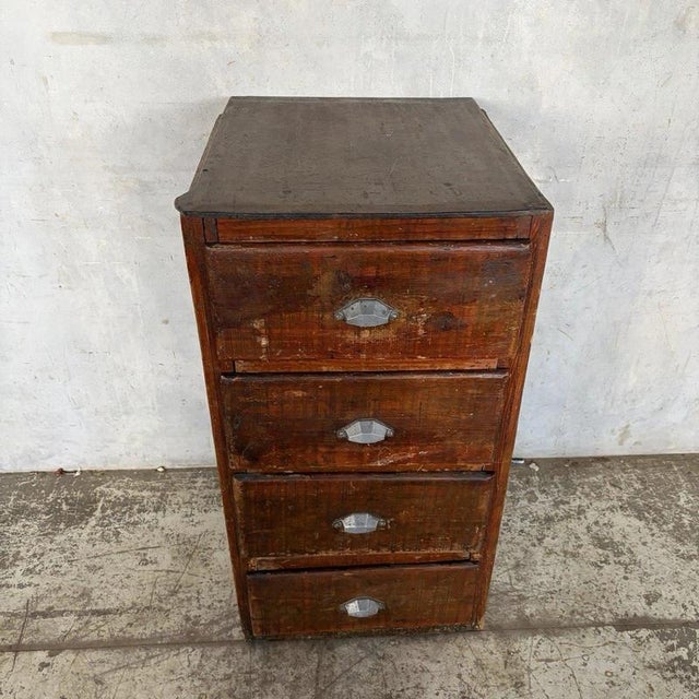 Industrial Vintage French Industrial Tallboy Chest of Drawers Vintage French Industrial Tallboy Chest of Drawers For Sale - Image 3 of 7