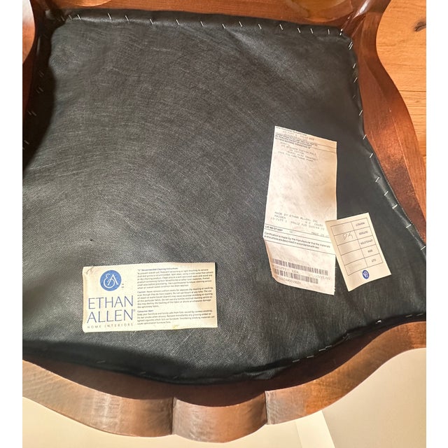 **Pair of Ethan Allen Avignon French\-Style Upholstered Armchairs** For Sale In Boston - Image 6 of 7