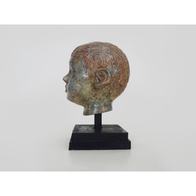 Ceramic Sculpture of a Child's Face in Glazed Sandstone, Italy, 1970s For Sale - Image 7 of 10