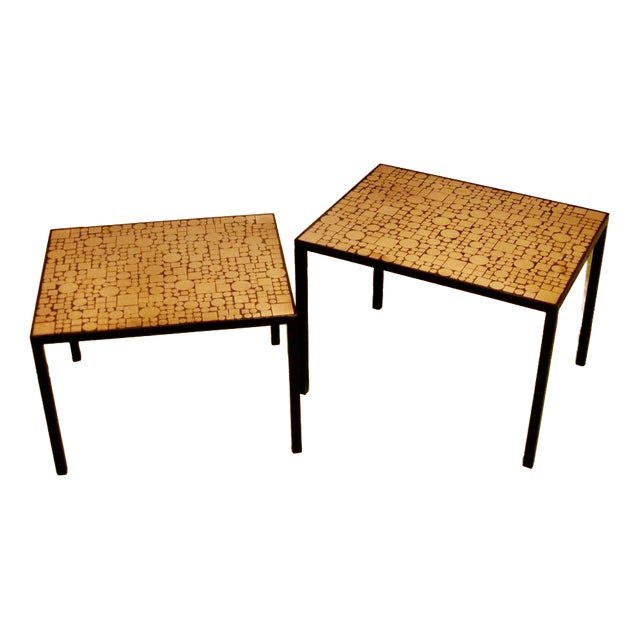 Limited Edition Copper Mosaic Coffee Tables by Robert Hirche for Rosenthal, 1970s, Set of 2 For Sale