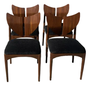 Mid Century Style Solid Walnut Butterfly Dining Chairs - Set of 4