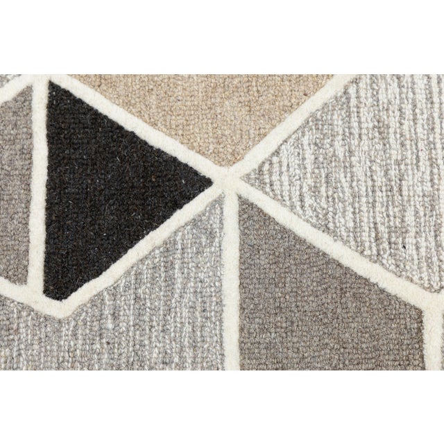 Gray 8x10 Modern Geometric Hand-Tufted Wool Rug Abstract Mosaic Neutral Area Rug For Sale - Image 8 of 10