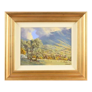 Vintage Rural Mountain Scene With Sheep in Ireland by Post War Modern Irish Artist, 1975 Circa