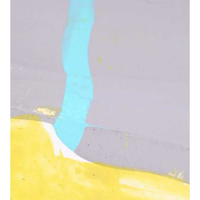 "Static 412" Contemporary Abstract Sky Blue Framed Painting For Sale - Image 4 of 6