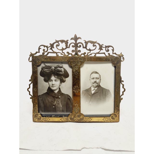 Goldenrod Art Nouveau Diptych Frame, Belgium, 1900s For Sale - Image 8 of 14