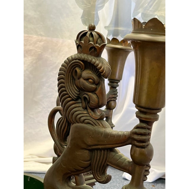 Antique Architectural Salvage Bronze Regency Royal Lion Epergne Coffee Table For Sale - Image 12 of 13