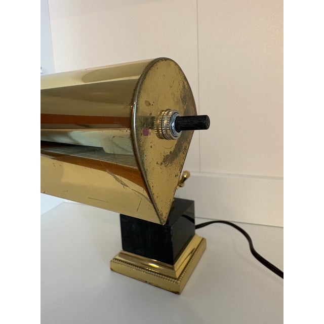 Metal House of Troy Brass Bankers Lamp With Black Marble Base For Sale - Image 7 of 8