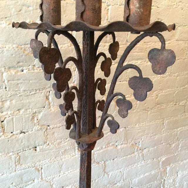 Early 20th Century Gothic Wrought Iron Floor Lamp in the Style of Samuel Yellin For Sale In New York - Image 6 of 11