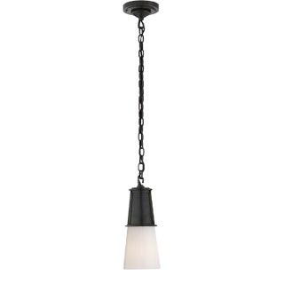 Thomas O'Brien for Visual Comfort Signature Robinson Small Pendant in Bronze with White Glass For Sale