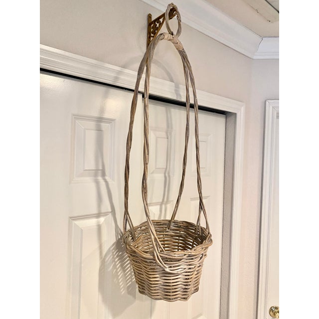Vintage Rattan Unique Hanging Basket For Sale - Image 11 of 13