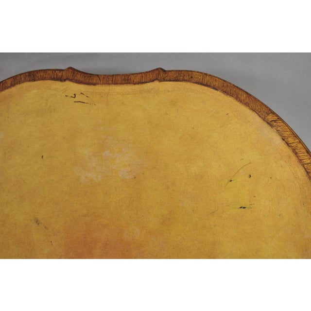 Vintage English Regency Leather Top Mahogany Drum End Table W/ 4 Drawers - Pair For Sale - Image 12 of 18