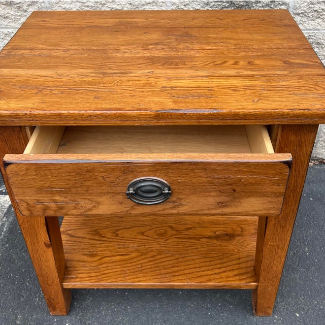 Broyhill Attic Heirlooms Farmhouse Oak Side Table For Sale In New York - Image 6 of 12