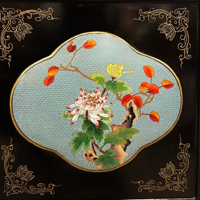 Early 20th Century Chinese Folding Screen/Room Divider With Cloisonne Panels For Sale - Image 16 of 18