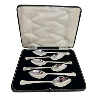 Art Deco Sterling Silver Dessert Fruit Spoons, Sheffield, 1938 For Sale