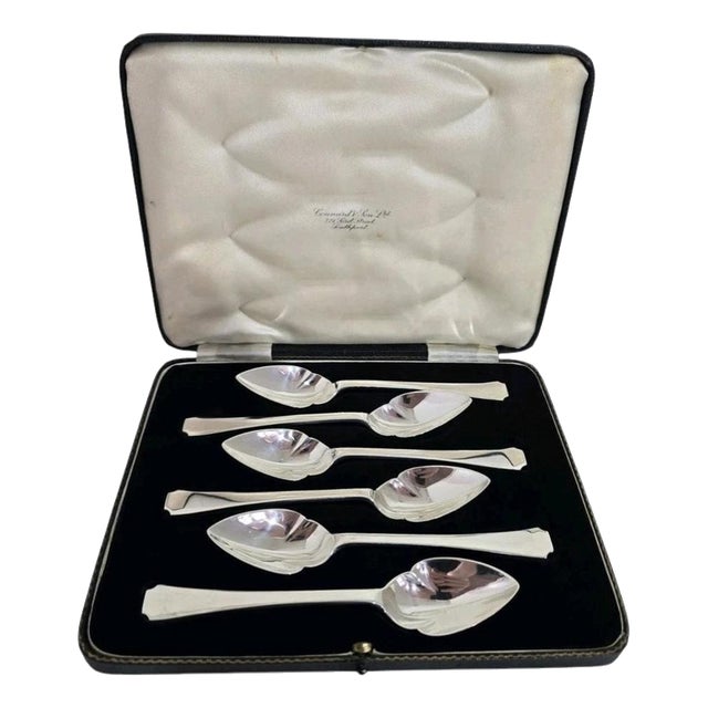 Art Deco Sterling Silver Dessert Fruit Spoons, Sheffield, 1938 For Sale
