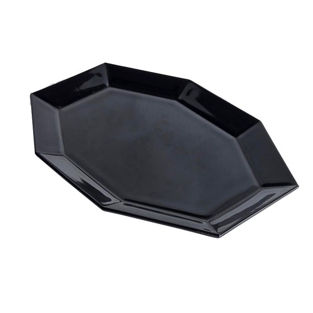 Mid-Century Modern 1980s Arcoroc France "Octime" Black Oval Platter For Sale - Image 3 of 8