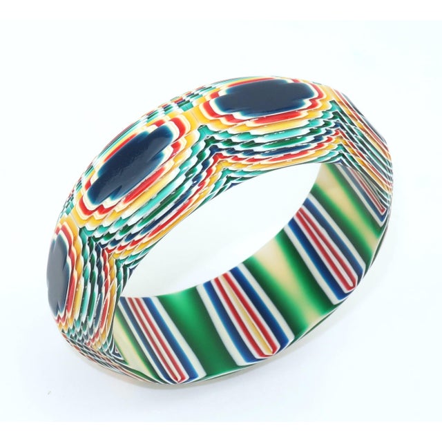 Lea Stein French Fused Plastic Op Art Bangle Bracelet, c.1970 For Sale - Image 4 of 13