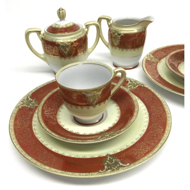 1940s Vintage Ishihara 8 Piece Porcelain Tea Set Occupied Japan For Sale - Image 5 of 13