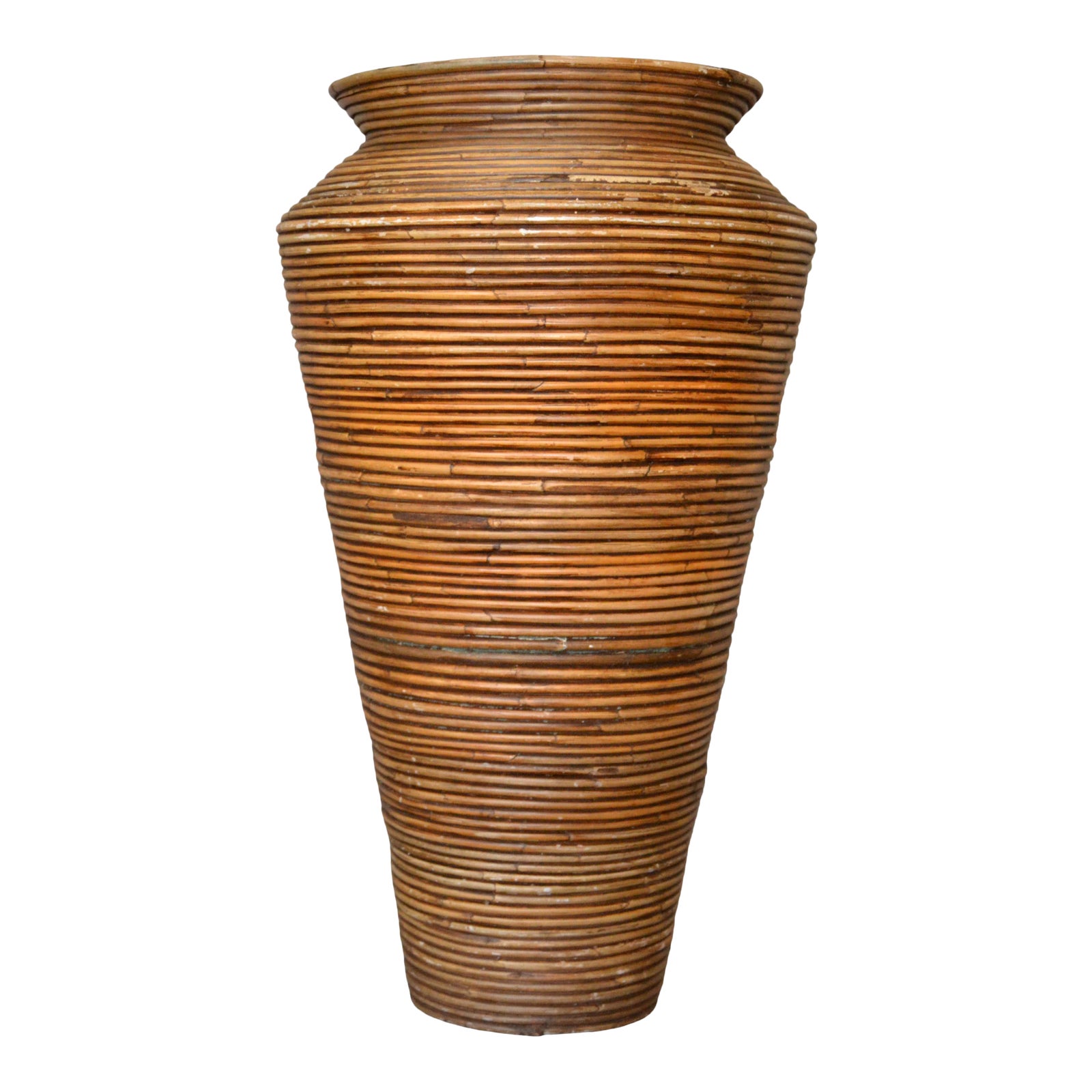 Bohemian Pencil Reed Bamboo Handcrafted Tall Cone Shape Floor Vase