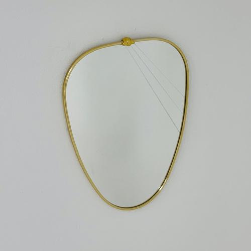 Mid-Century German Asymmetric Brass Mirror, 1960s For Sale - Image 5 of 11