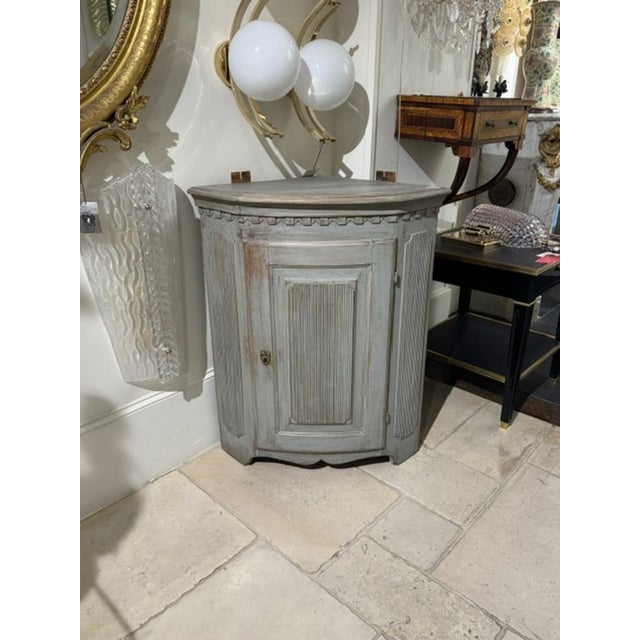 Wood 19th C. Swedish Painted Corner Cabinet For Sale - Image 7 of 7