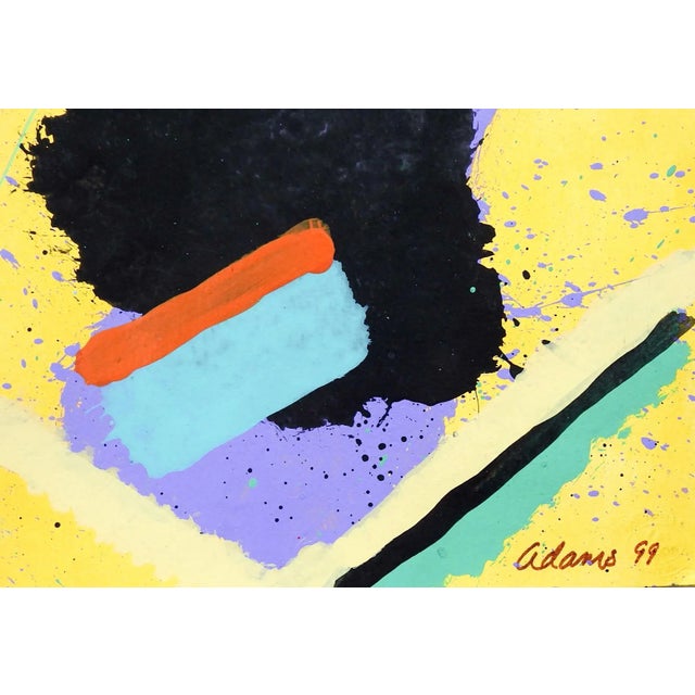 Abstract Expressionist painting on heavy paper, heavy paint application in spots. Bold and graphic In yellow, black, red,...