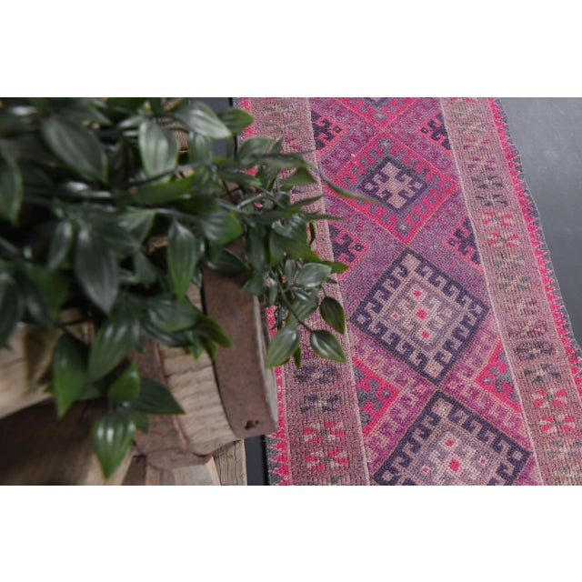 1970s 1970s Vintage Turkish Oushak Diamond Wool Runner For Sale - Image 5 of 11