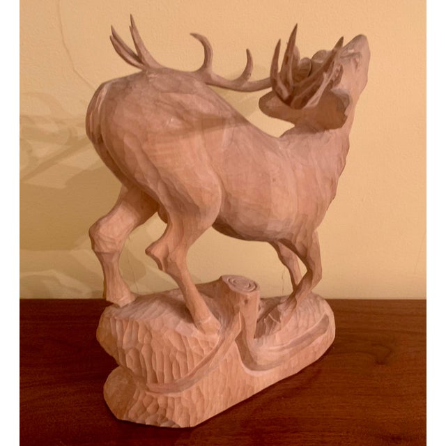 Mid 20th Century Large Black Forest Wooden Red Stag Carving For Sale In Baltimore - Image 6 of 12