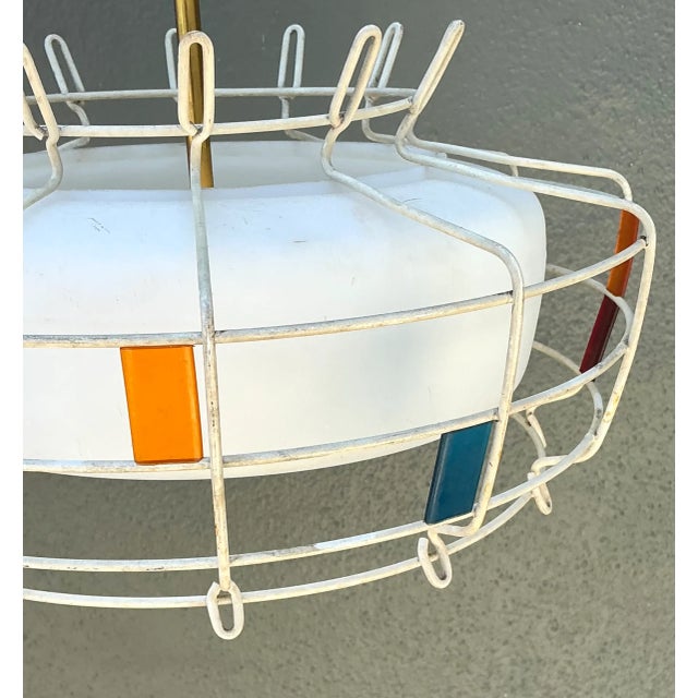 Metal Vintage Mid-Century Modern Wire Pendant Fixture For Sale - Image 7 of 12