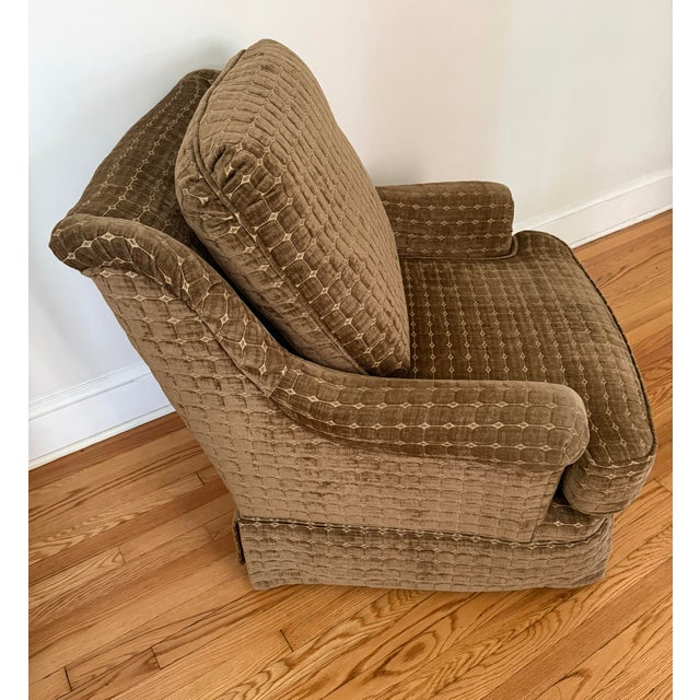Contemporary Brown Chenille Custom Upholstered Club Chair For Sale - Image 4 of 11