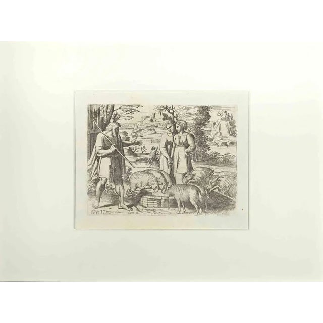 Sisto Badalocchio, Genesis 31, Old Testament Story, Etching, 1607 For Sale - Image 3 of 3