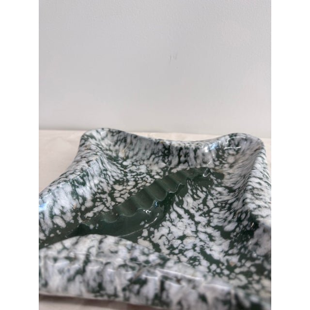 Mid-Century Green & White Speckled Ceramic Ashtray For Sale - Image 4 of 6