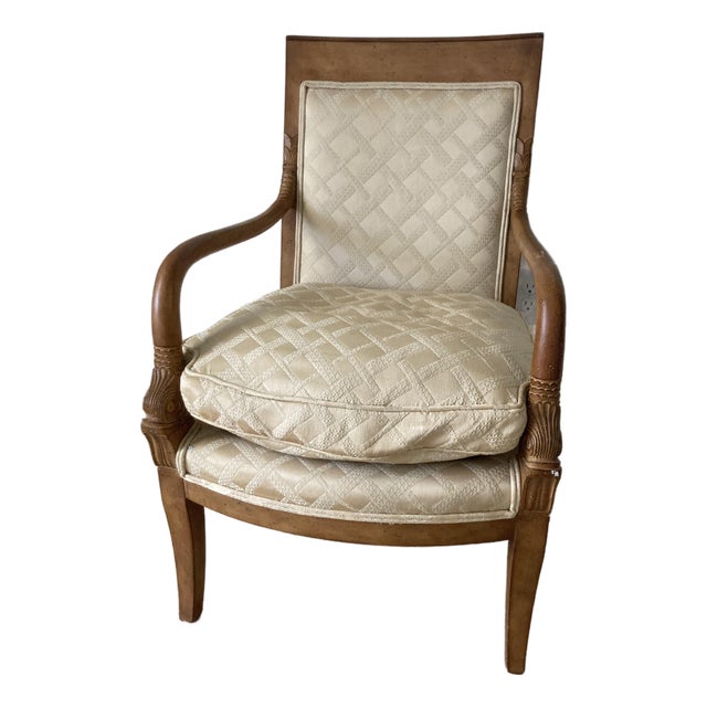 Vintage French Empire Style Dolphin Carved Arm Chair For Sale
