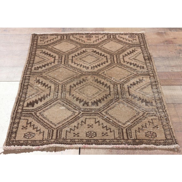 Taupe Early 20th Century Distressed Antique Persian Tabriz Rug, 01'09 X 02'09 For Sale - Image 8 of 10