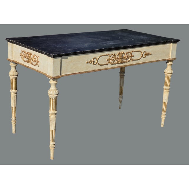Louis XVI Empire Style Lacquered and Gilded Console Table, 1900 For Sale - Image 12 of 13