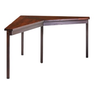 Edward Wormley for Dunbar Mid Century Mahogany Janus Sofa Corner Table For Sale