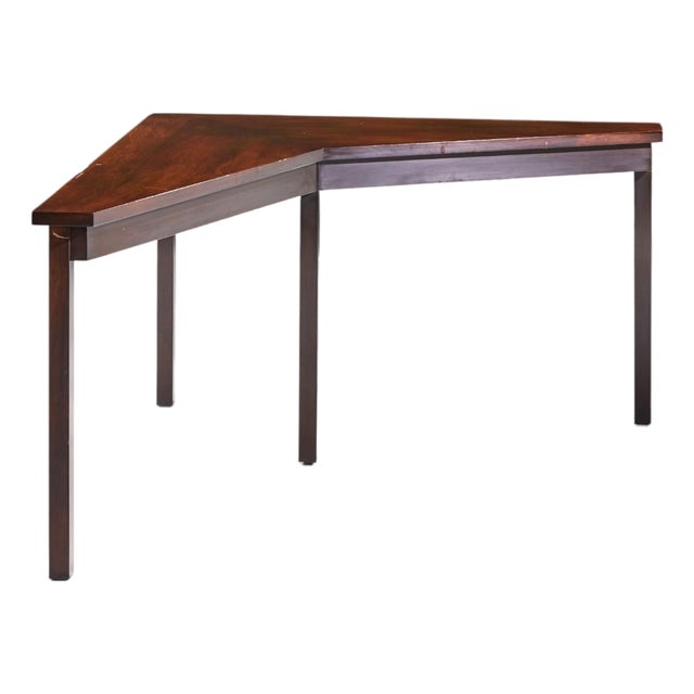 Edward Wormley for Dunbar Mid Century Mahogany Janus Sofa Corner Table For Sale