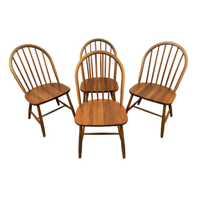 Mid-Century Scandinavian Spindle-Back Dining Chairs by Kvist Møbler For Sale