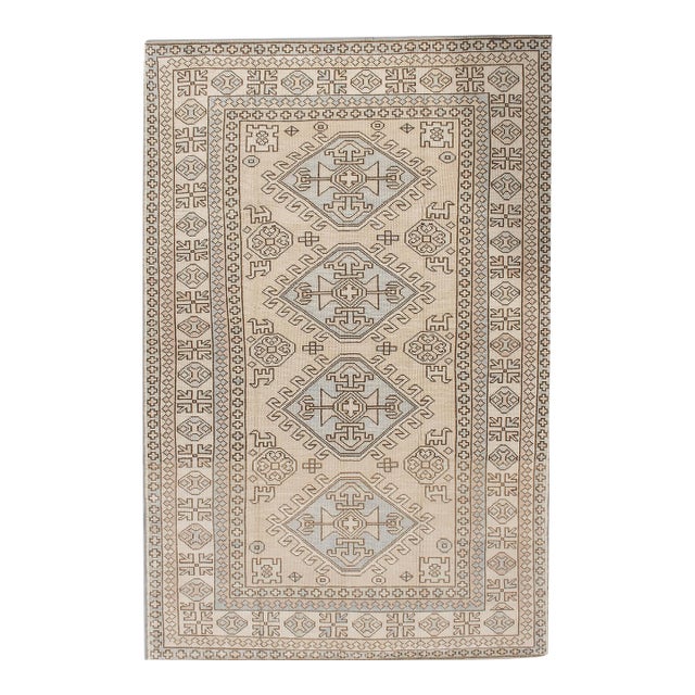 Vintage Turkish Oushak Area Rug 5' X 6'8 For Sale