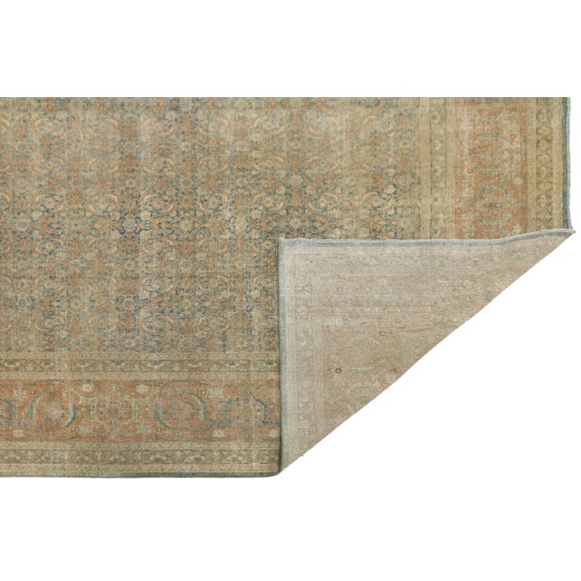 Persian 1900s Antique Persian Tabriz Wool Rug Handmade in Blue With Allover Pattern For Sale - Image 3 of 11
