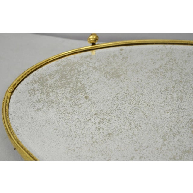 Vintage Hollywood Regency Gold Maiden Bust Oval Beveled Glass Mirror Vanity Tray For Sale In Philadelphia - Image 6 of 13