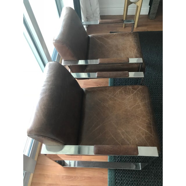 2010s Industry West Brown Leather Bergman Chair For Sale - Image 5 of 7