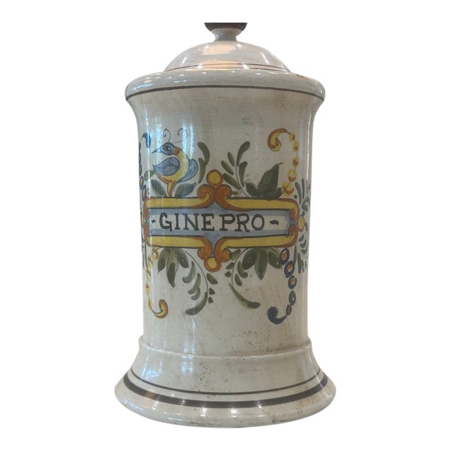 Italian,Majolica,Hand Painted,Lidded Canister,Jar For Sale