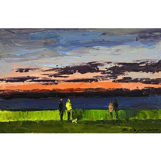 Oil Painting Wide River at Sunset Boris Serdyuk For Sale