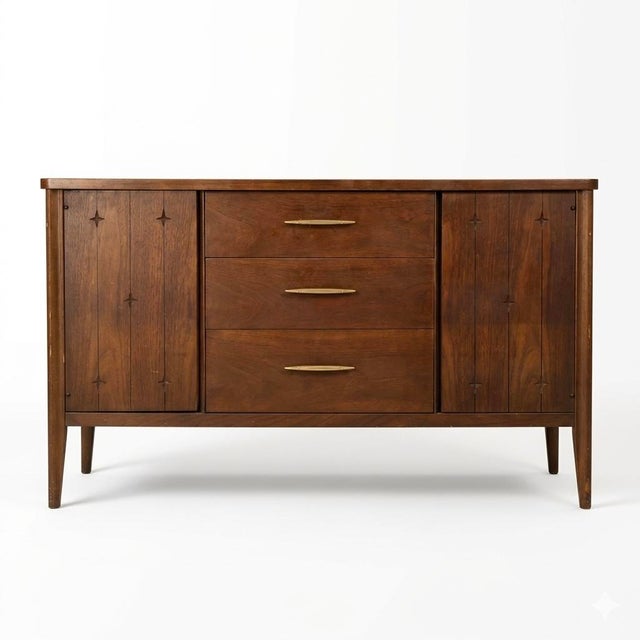 Wood Broyhill Saga Vintage Mid Century Modern Credenza Buffet C. 1960s, Attributed For Sale - Image 7 of 8