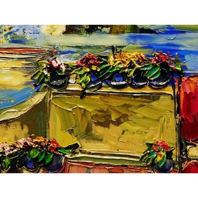 2000 - 2009 Maya Eventov "A Patio Scape" Framed Original Acrylic Flowers Hand Signed 681806 For Sale - Image 5 of 11