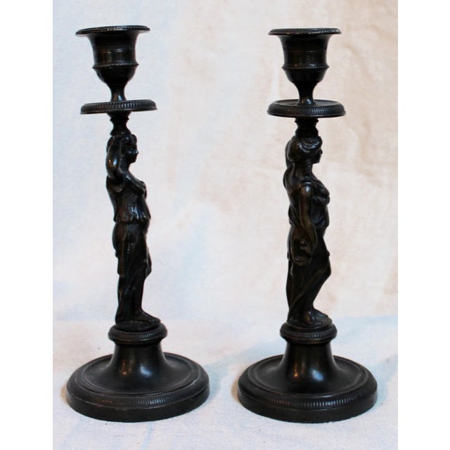 Neoclassical 19th Century Caryatid Candlesticks - Pair For Sale - Image 3 of 8