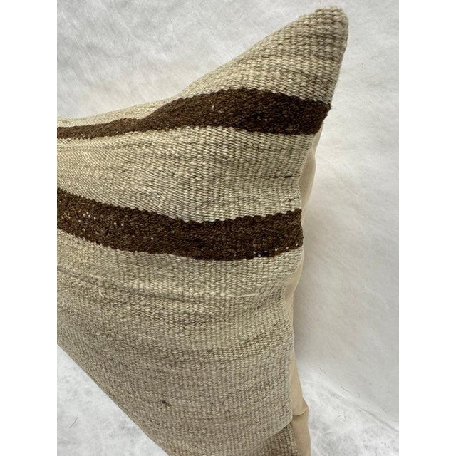 Contemporary Turkish Hemp Pillow Cushion Natural Beige Brown Pillow Cushion Cover 16" x 24" For Sale - Image 3 of 4