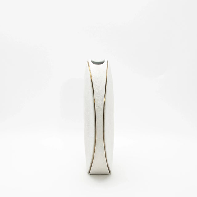 Modern Shagreen Vase With Brass Details by R&y Augousti For Sale - Image 3 of 10